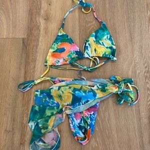 colorful shein bikini w sarong